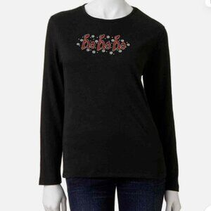 Ho Ho Ho Embellished Christmas Long-sleeved Crewneck XL